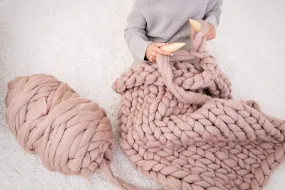 DIY Knit Kit with Needles, Medium Blanket 40x60 in, Merino wool