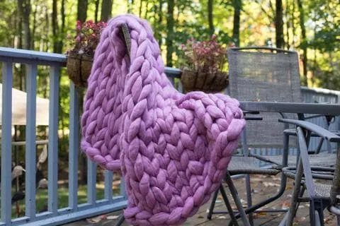 DIY Knit Kit with Needles, Medium Blanket 40x60 in, Merino wool
