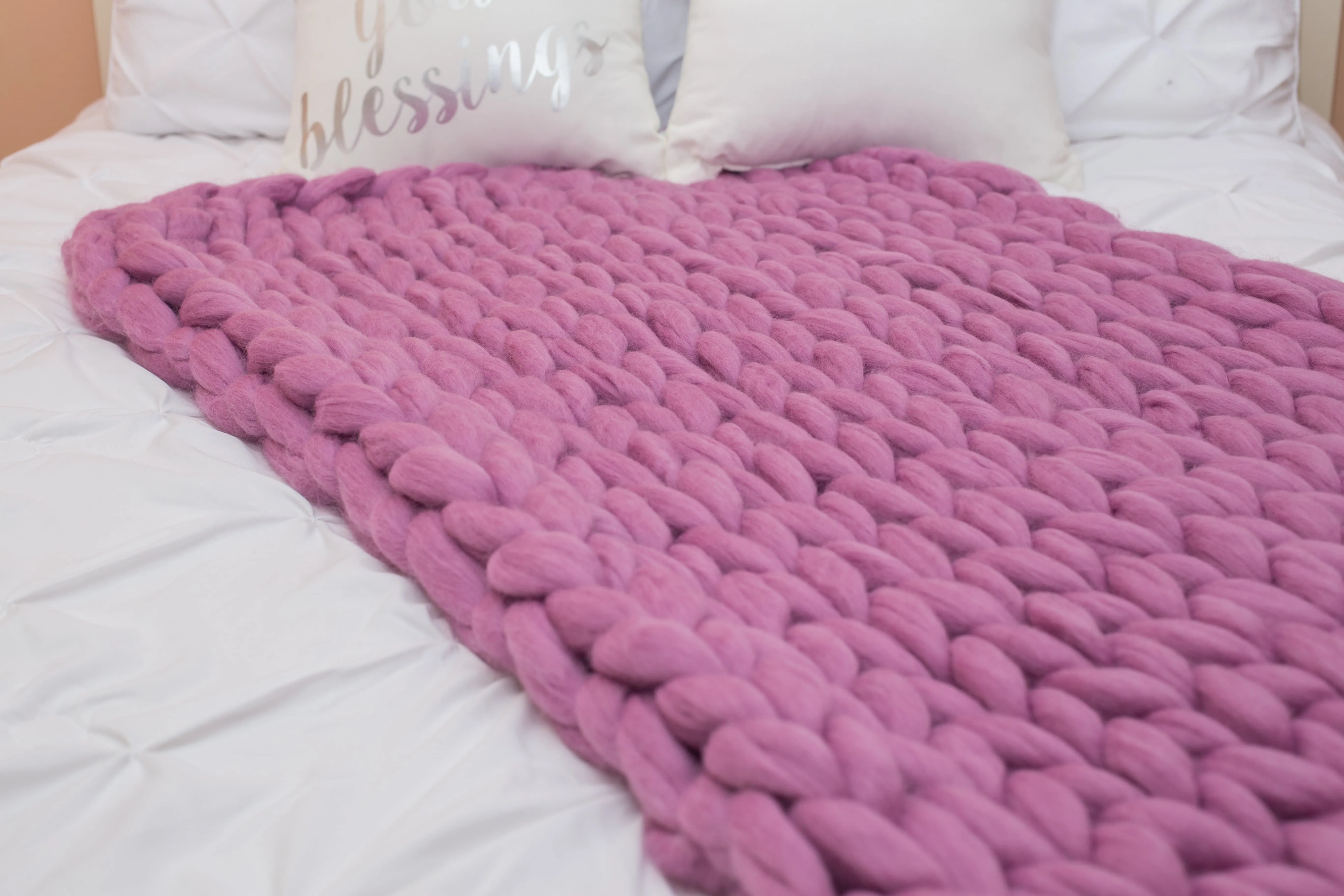 DIY Knit Kit with Needles, Medium Blanket 40x60 in, Merino wool
