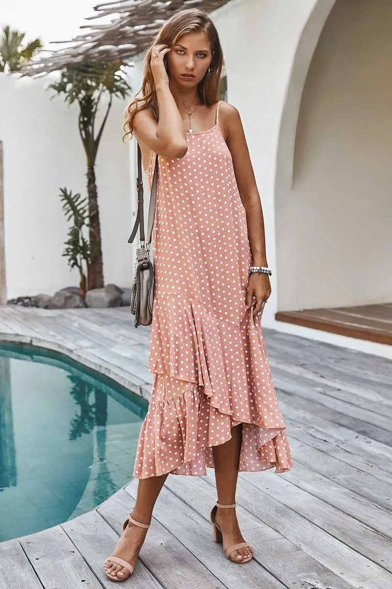 Dunnmall Sexy Sling Flounce Maxi Dress