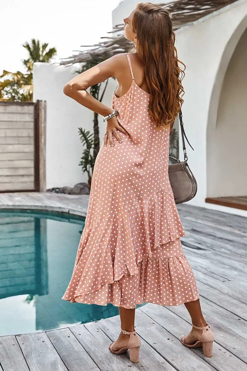 Dunnmall Sexy Sling Flounce Maxi Dress