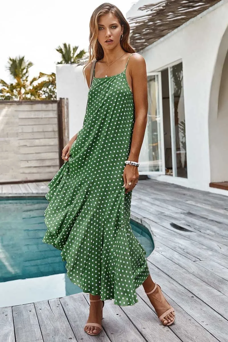 Dunnmall Sexy Sling Flounce Maxi Dress