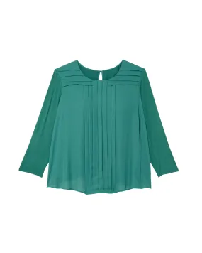 Esmeralda 3/4 Sleeve Front Pleat Blouse | Teal