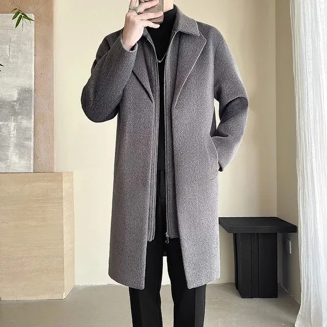 Fake Two-piece Zipper Solid Coat