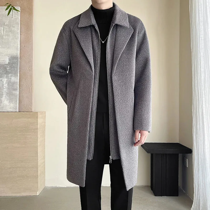 Fake Two-piece Zipper Solid Coat