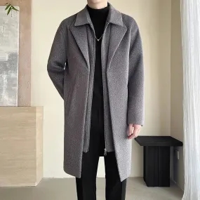 Fake Two-piece Zipper Solid Coat