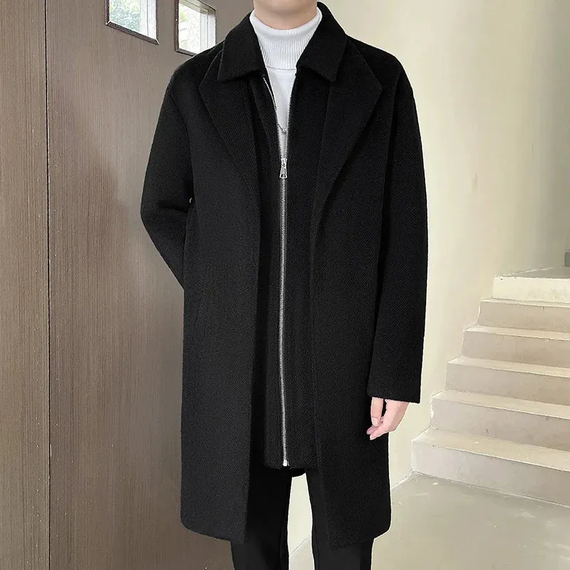 Fake Two-piece Zipper Solid Coat
