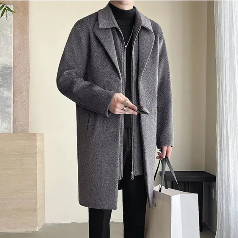 Fake Two-piece Zipper Solid Coat