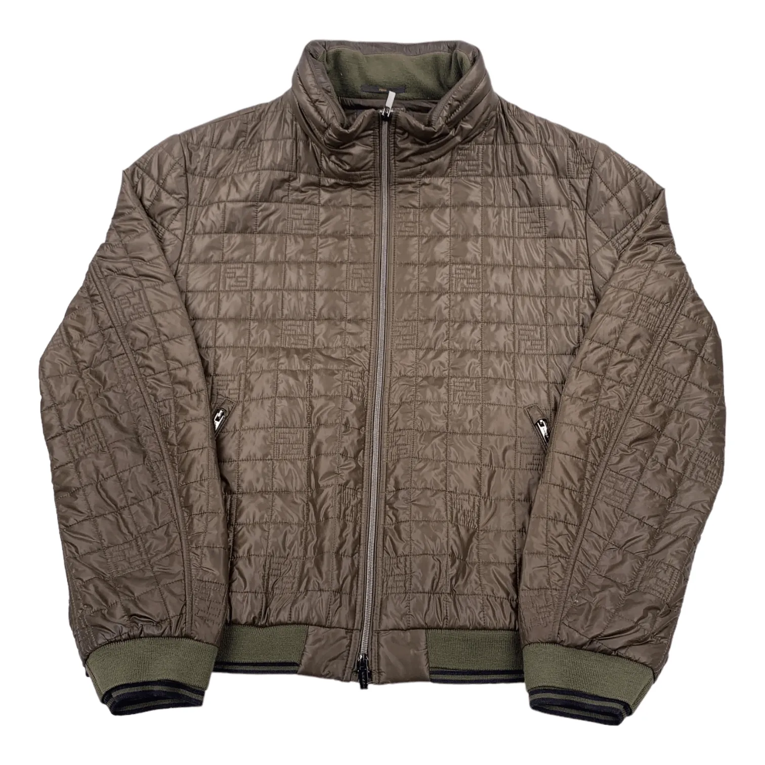 Fendi Bomberthin Techno Grigio Marrone Jacket Olive