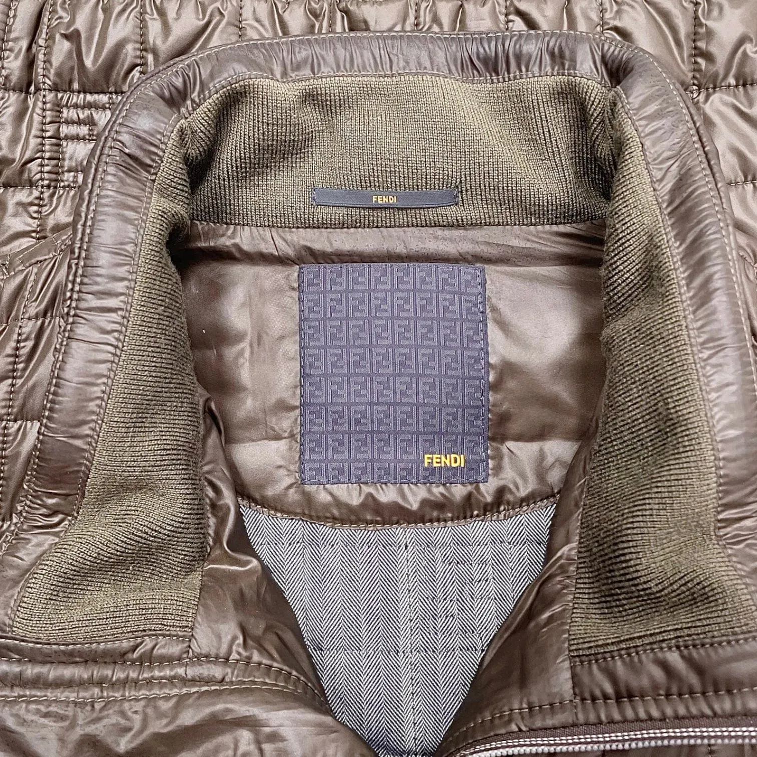 Fendi Bomberthin Techno Grigio Marrone Jacket Olive