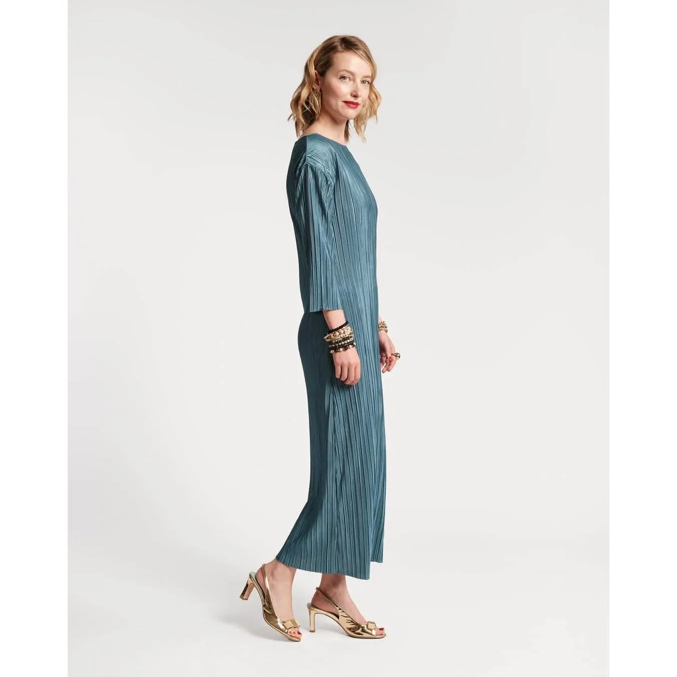 Frances Valentine Slinky Pleated Maxi Dress French Blue