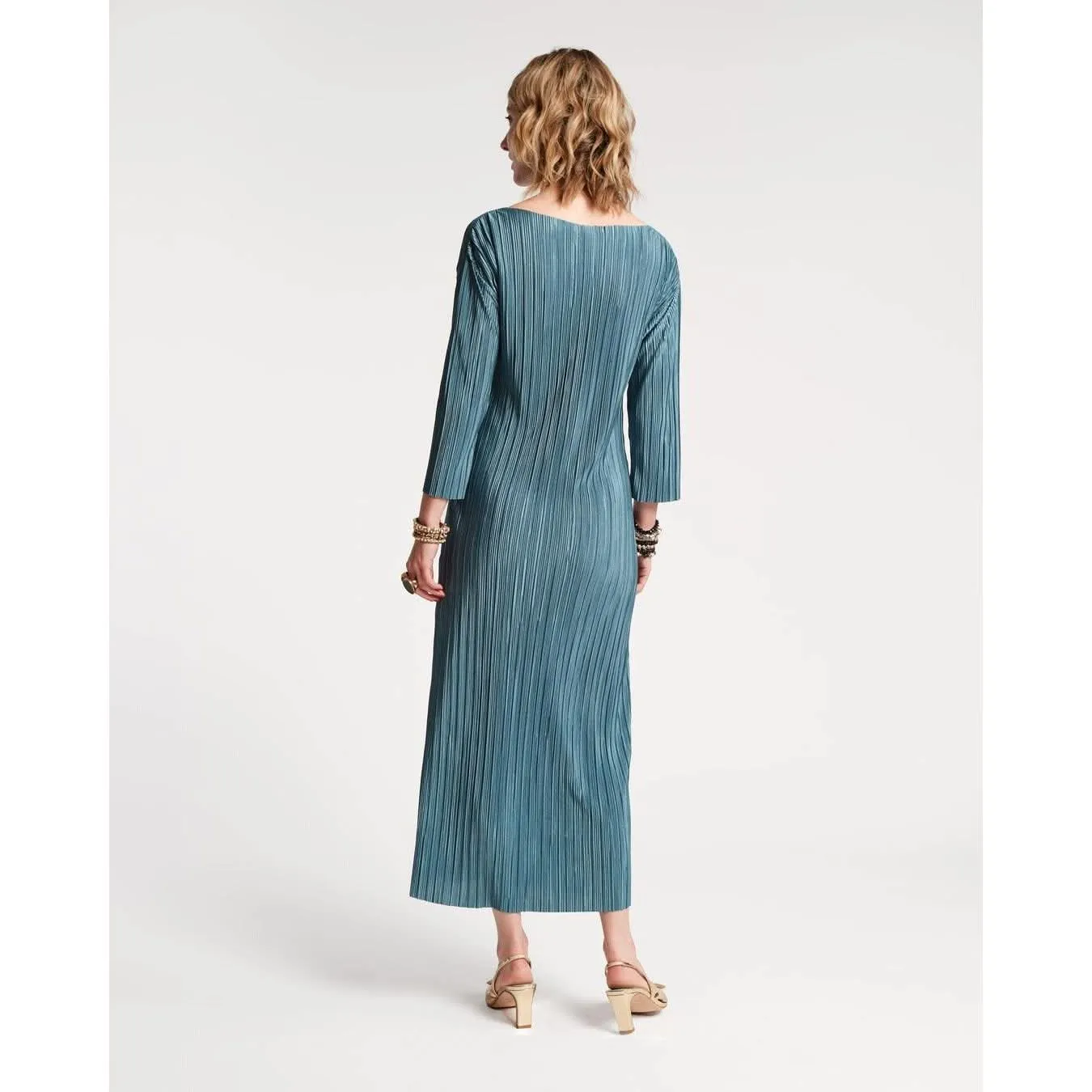Frances Valentine Slinky Pleated Maxi Dress French Blue