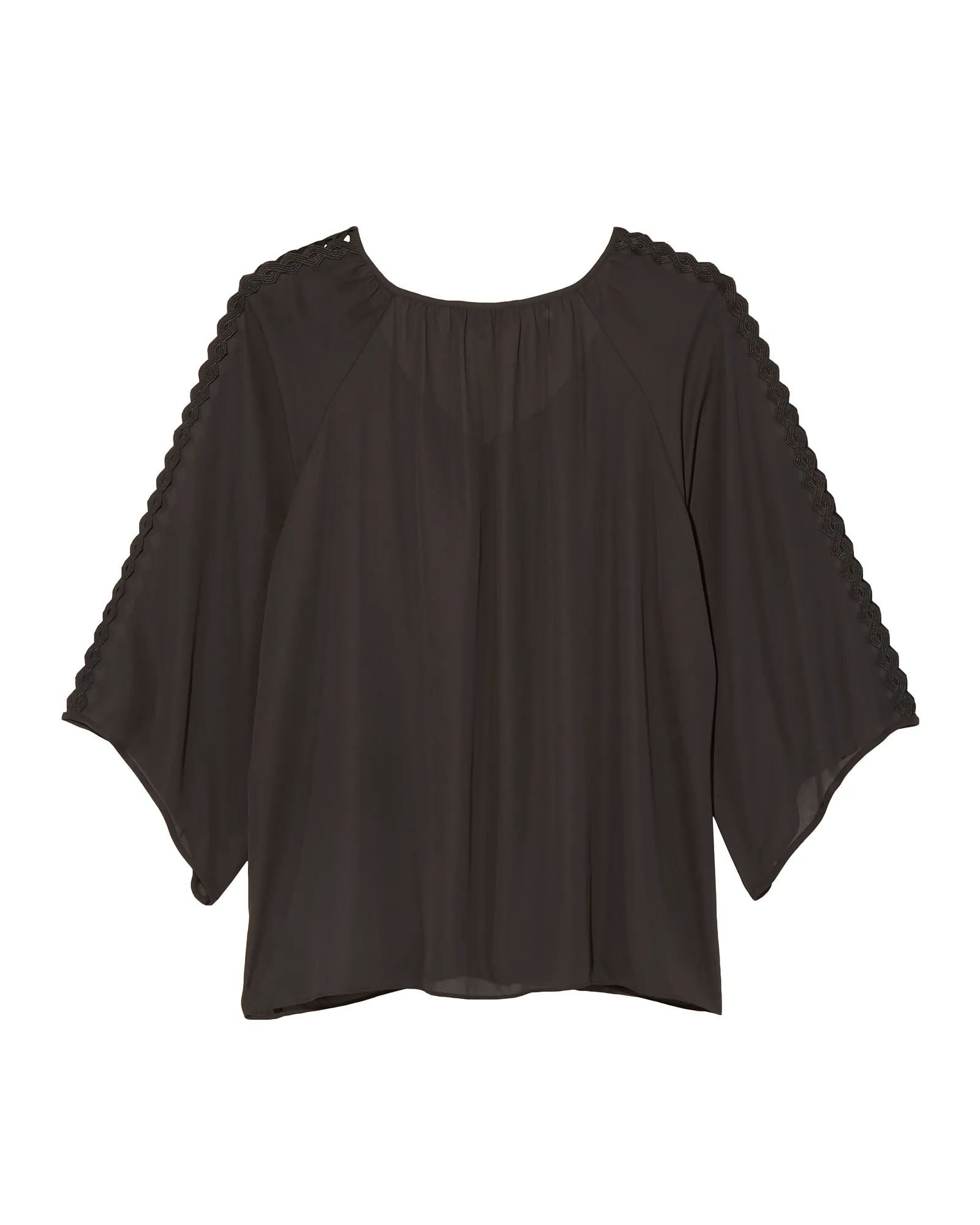 Frankie Kimono Sleeve Crepe Blouse | Black