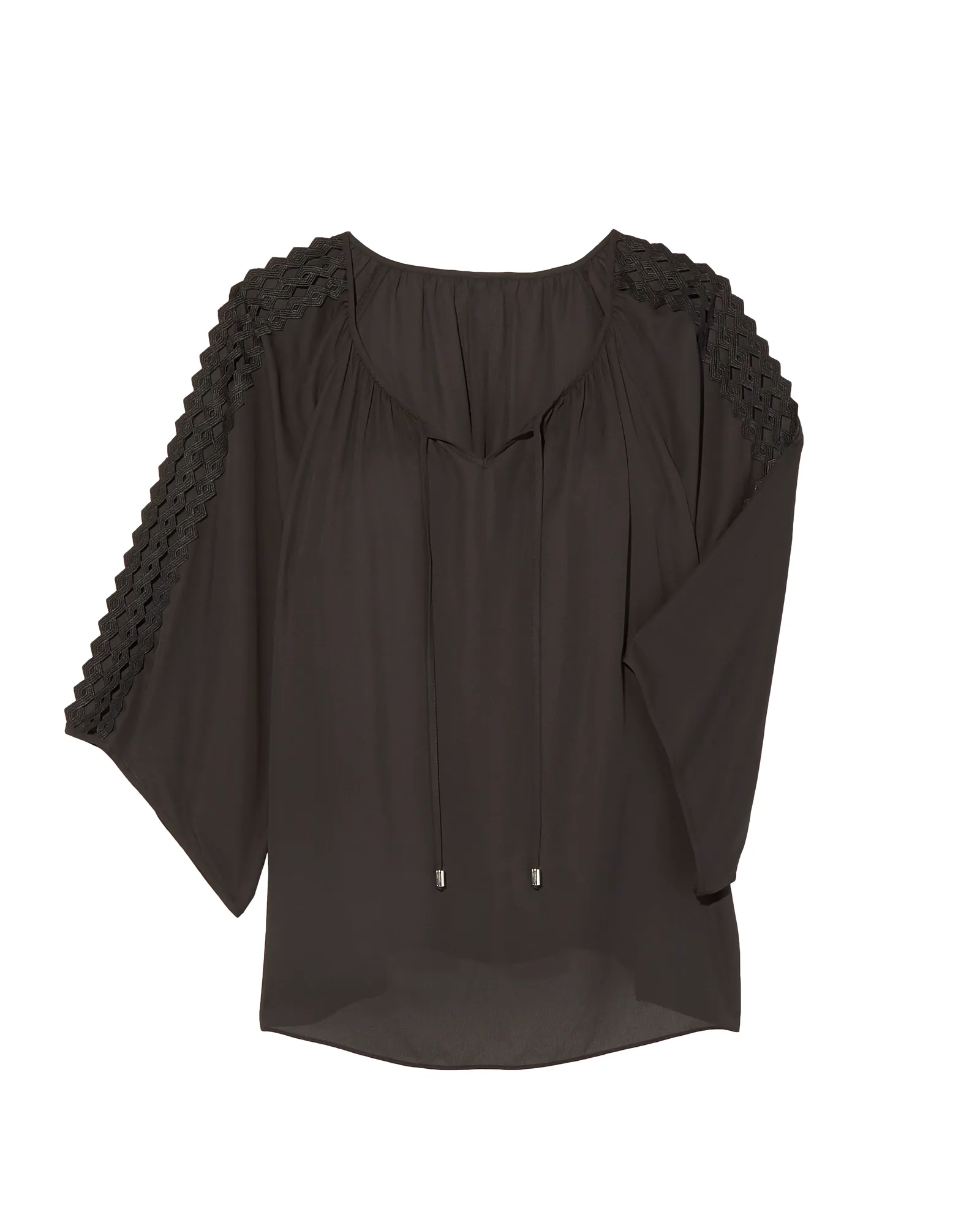Frankie Kimono Sleeve Crepe Blouse | Black