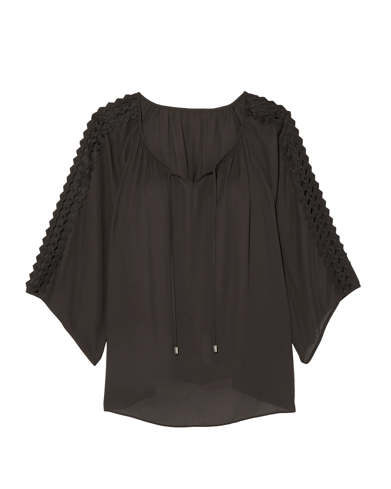 Frankie Kimono Sleeve Crepe Blouse | Black