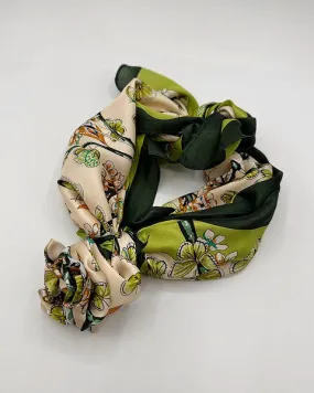 Green Floral Silky Bandana Scarf