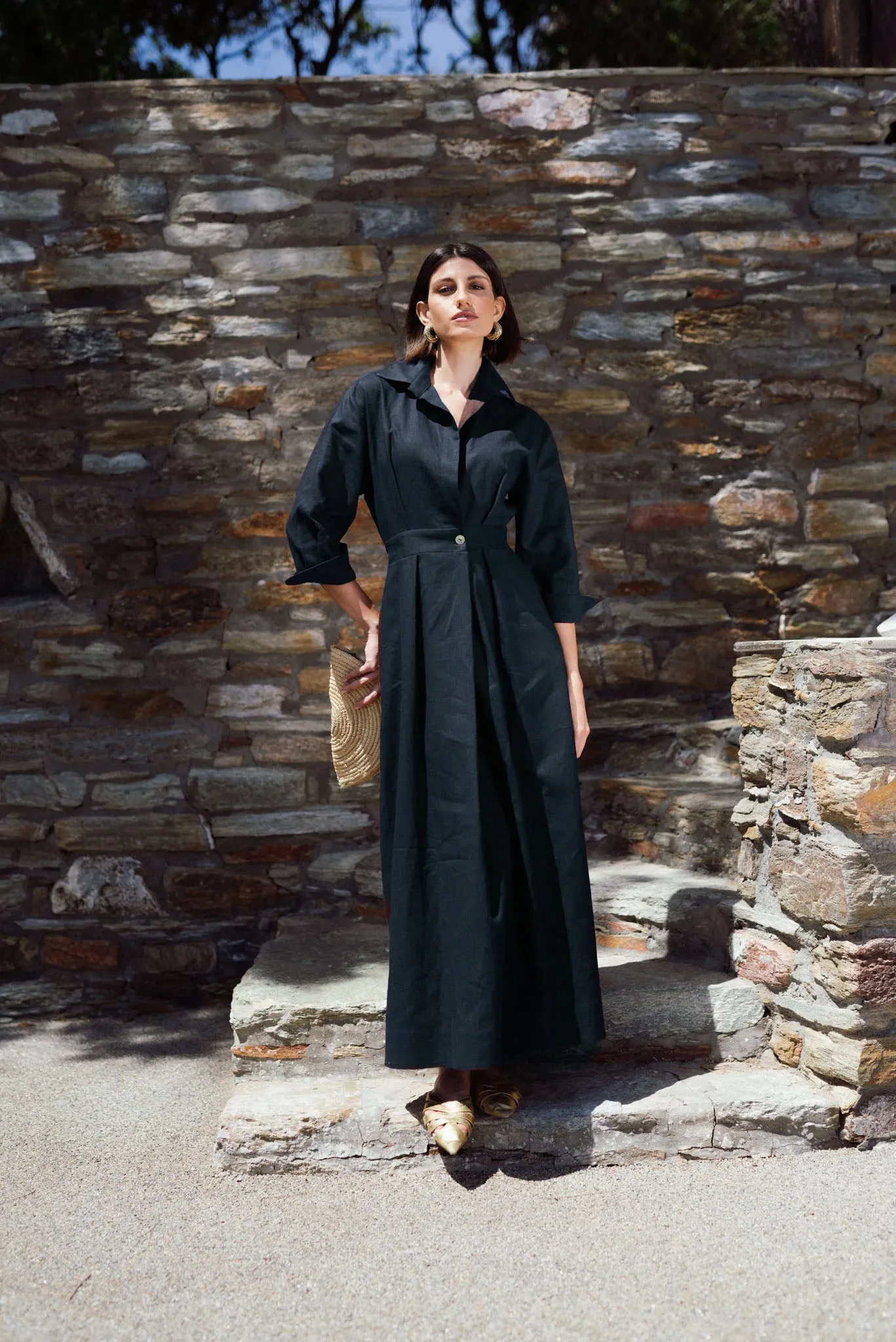 Halvar Linen Maxi Dress Navy