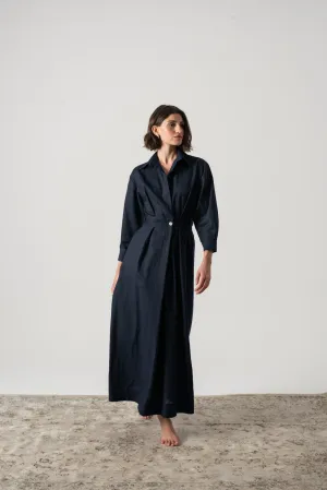 Halvar Linen Maxi Dress Navy