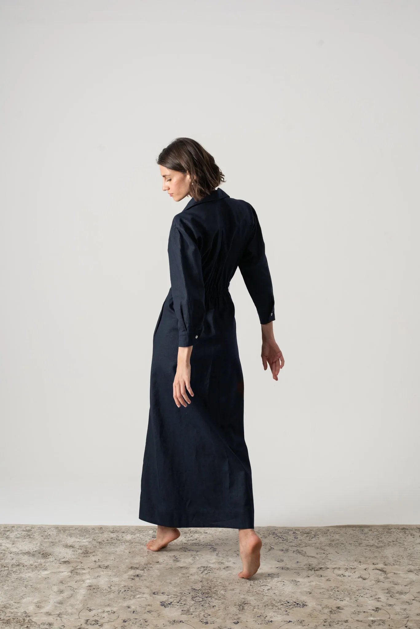 Halvar Linen Maxi Dress Navy