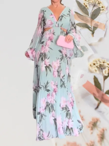 Heidi - V-neck pleated maxi dress