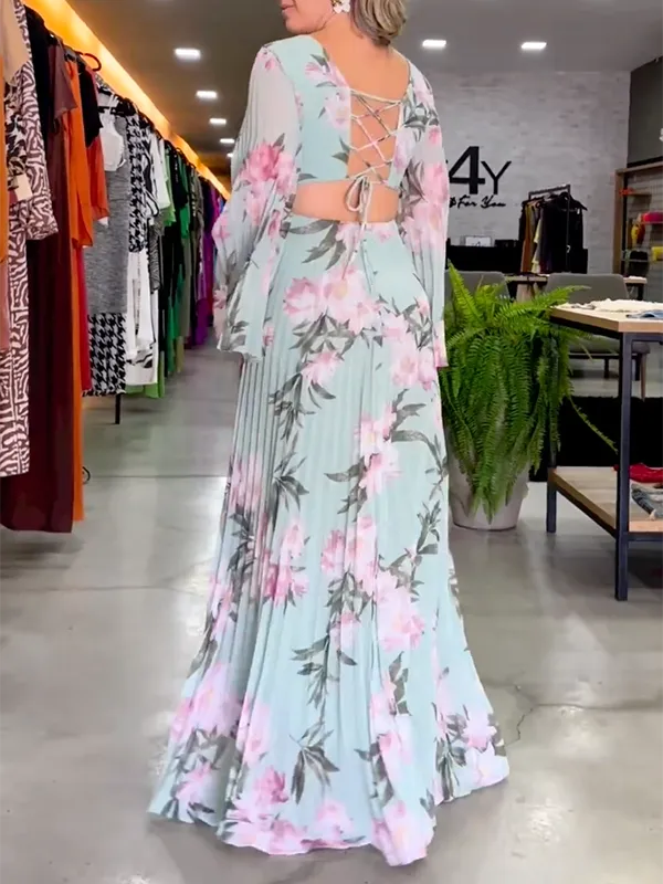 Heidi - V-neck pleated maxi dress