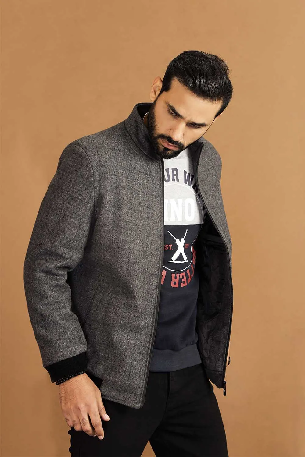 Hidar Gary Jacket With Contrast Rib