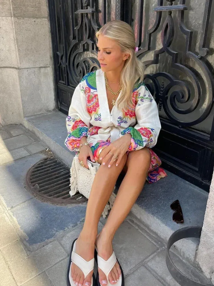 Hira - Kimono style printed mini dress