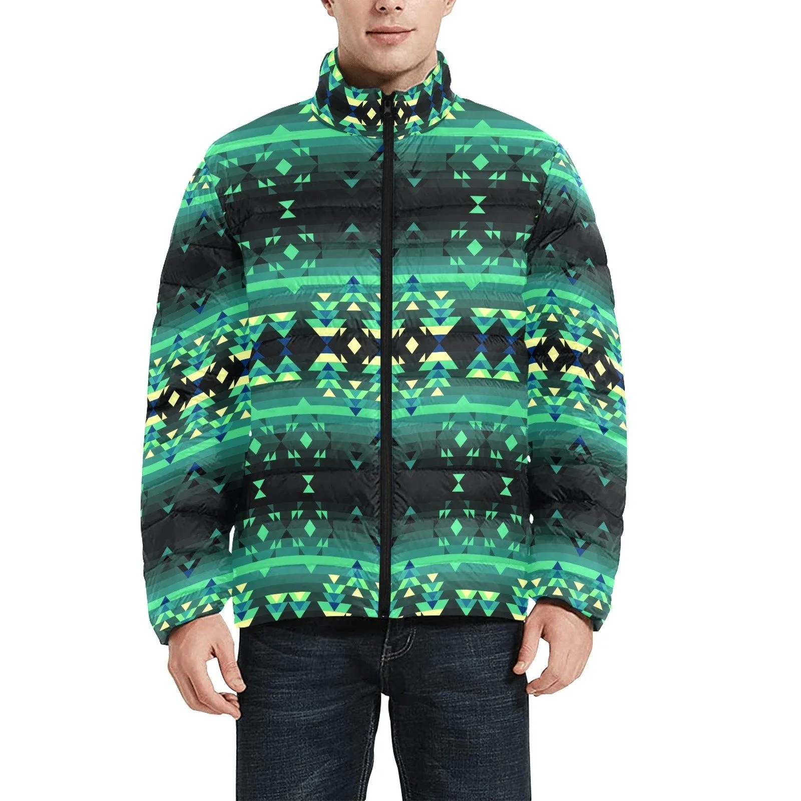 Inspire Green Men's Stand Collar Padded Jacket