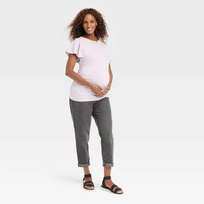 Isabel Maternity by Ingrid & Mid Rise Relaxed Fit Boyfriend Fit Ankle Jeans