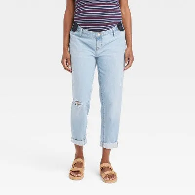 Isabel Maternity by Ingrid & Mid Rise Relaxed Fit Boyfriend Fit Ankle Jeans