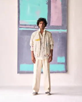 Janbaaz Bomber Jacket Silk Damask White