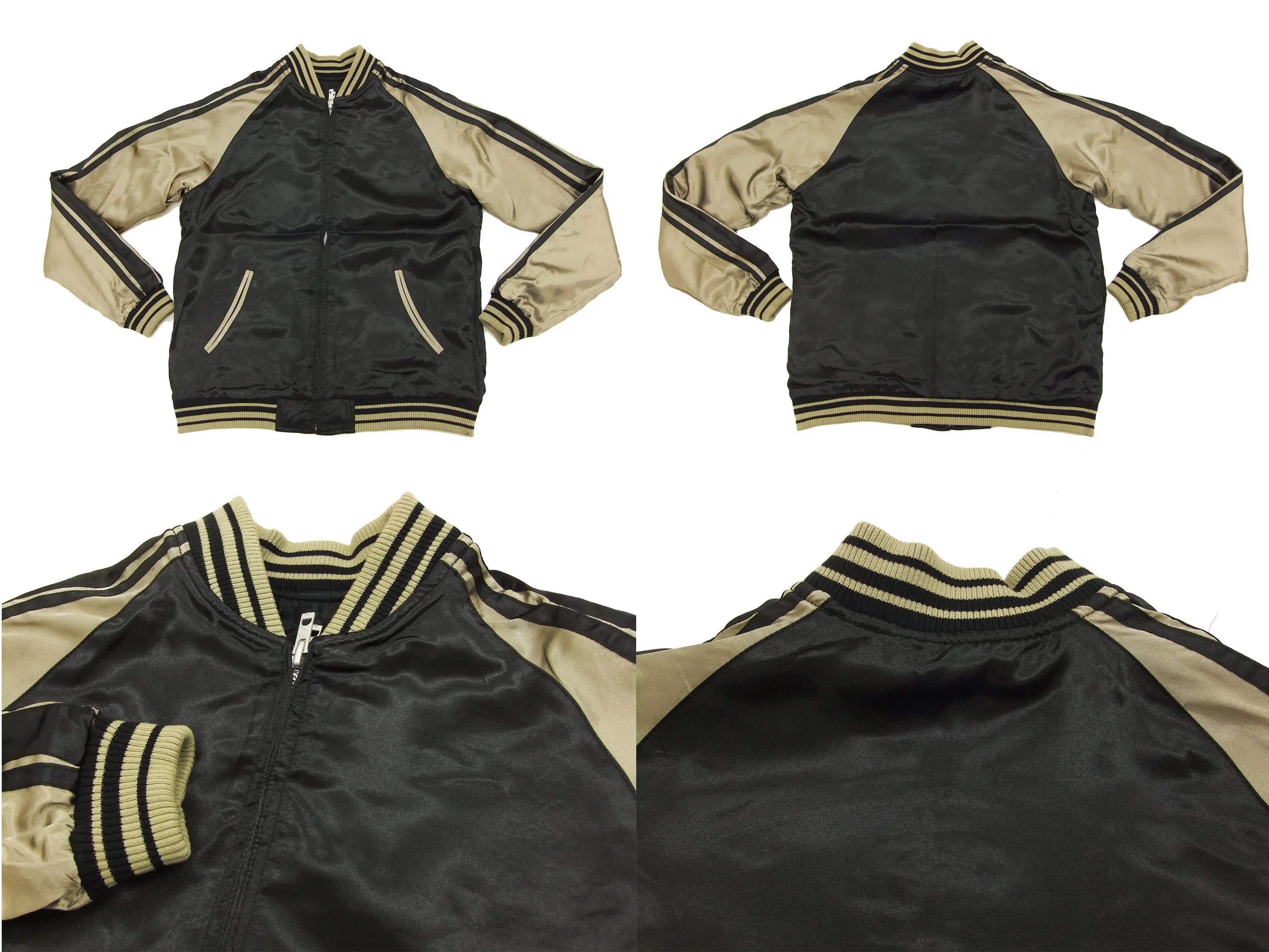 Japanesque Script Japanese Souvenir Jacket 3RSJ-031 Goldfish Men's Sukajan Black/Gold
