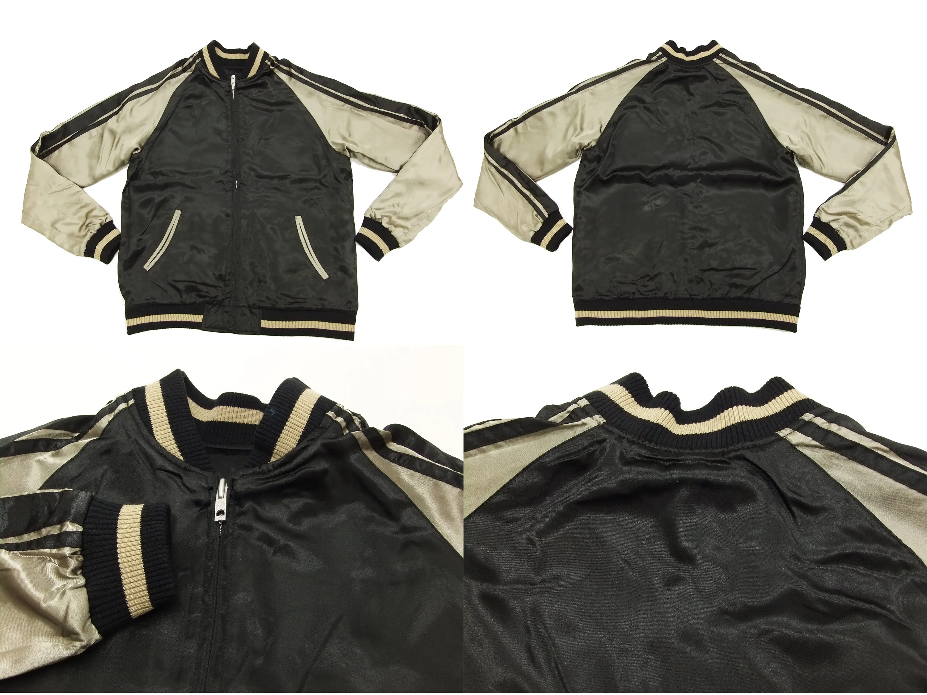 Japanesque Script Japanese Souvenir Jacket 3RSJ-036 Penguin Men's Sukajan Black/Gold