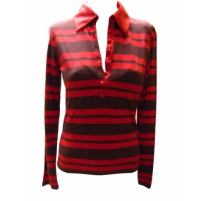 Jean Paul Gaultier Red Stripe Long Sleeve Polo