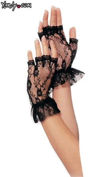 Lace Fingerless Wrist Ruffle Gloves