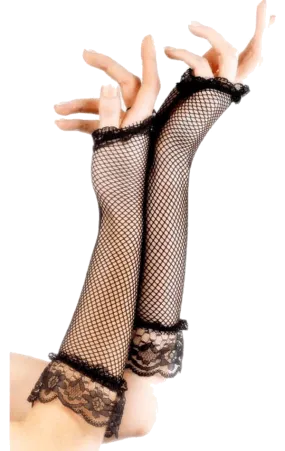 Lace Fishnet Fingerless Gloves