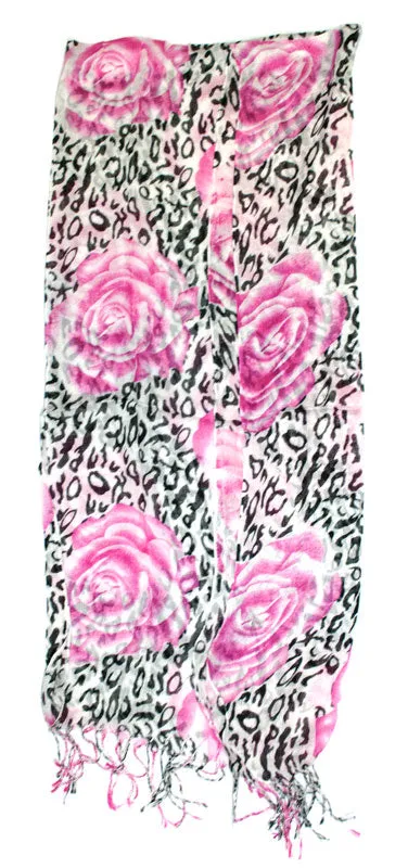 Ladies Flower Zebra Printed Fall / Spring Scarves Wholesale