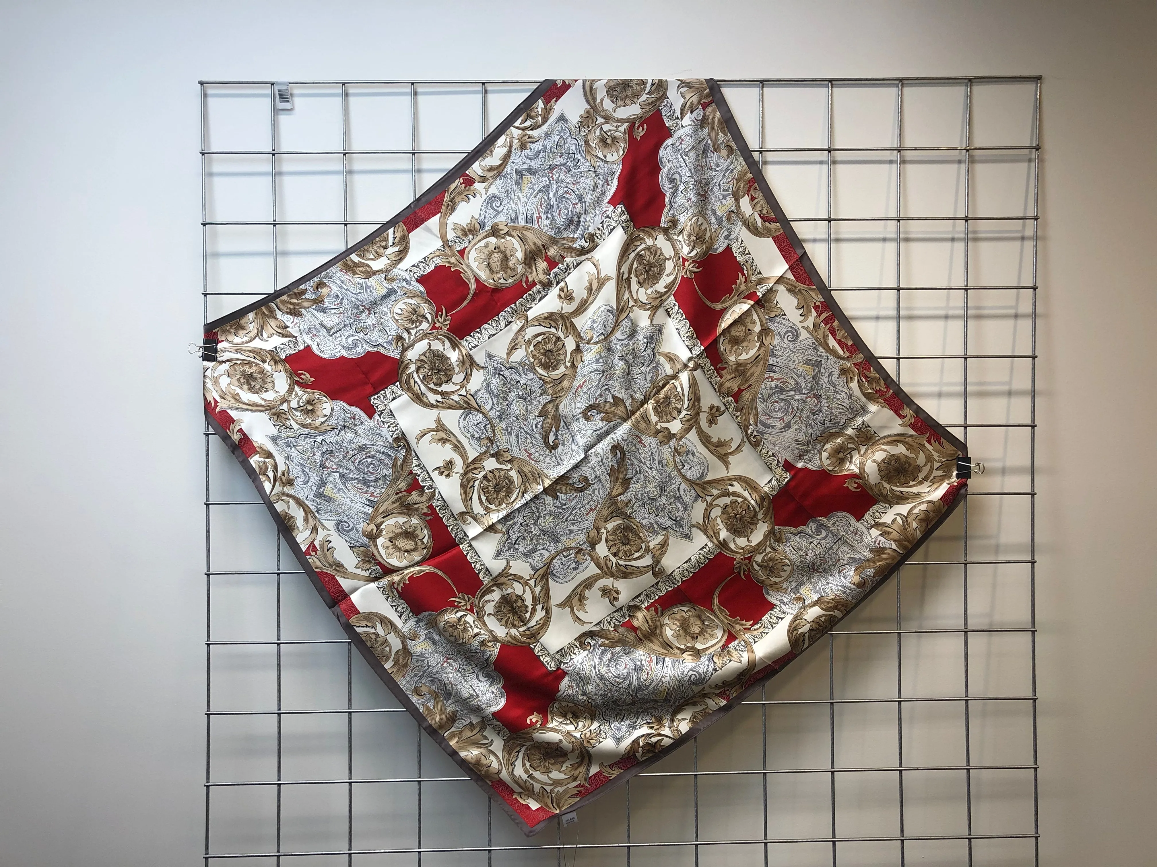 Lady's Square Mulberry Silk Scarf, Square 88cm*88cm, Red Printed