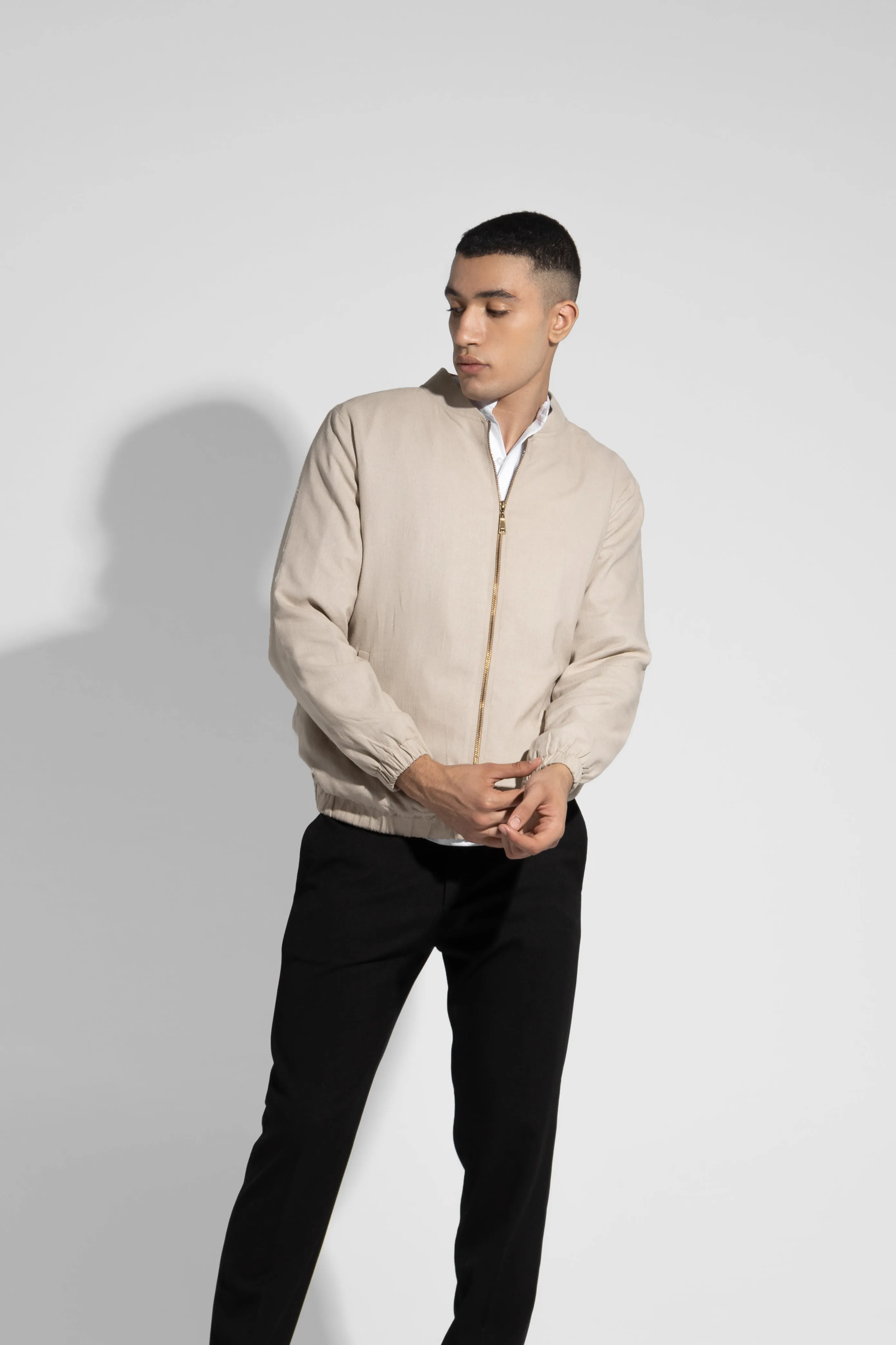 LINEN BOMBER JACKET