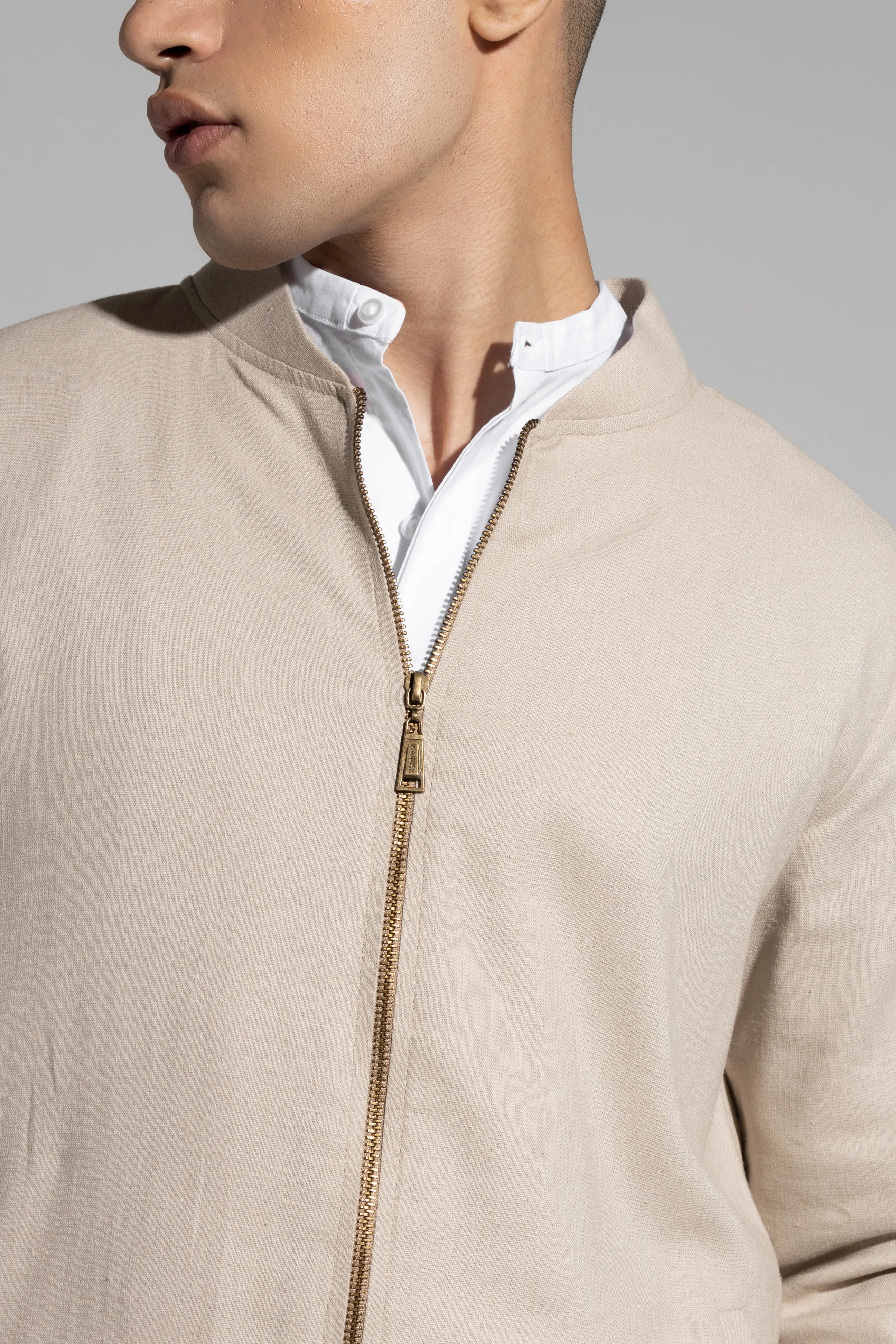 LINEN BOMBER JACKET