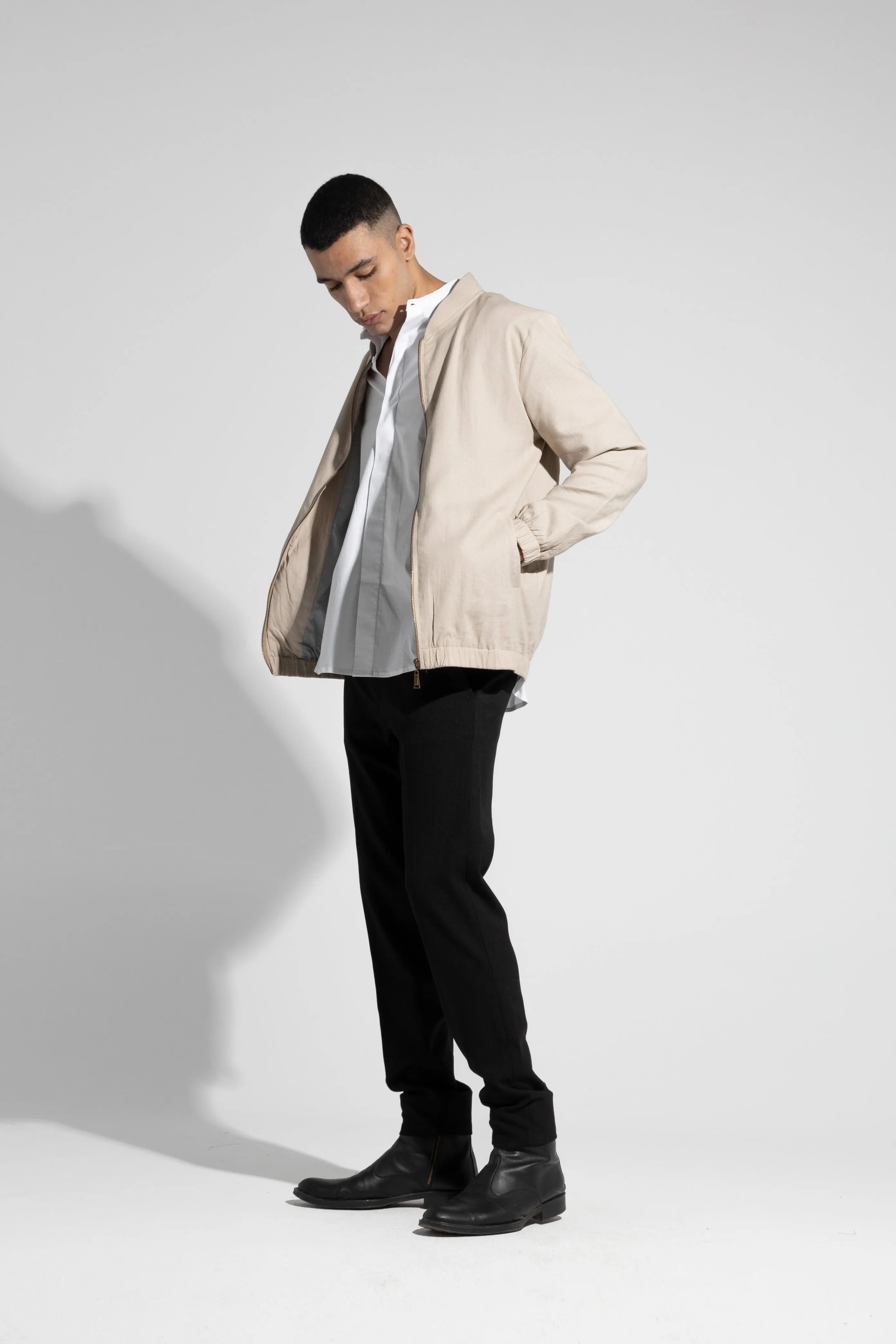 LINEN BOMBER JACKET