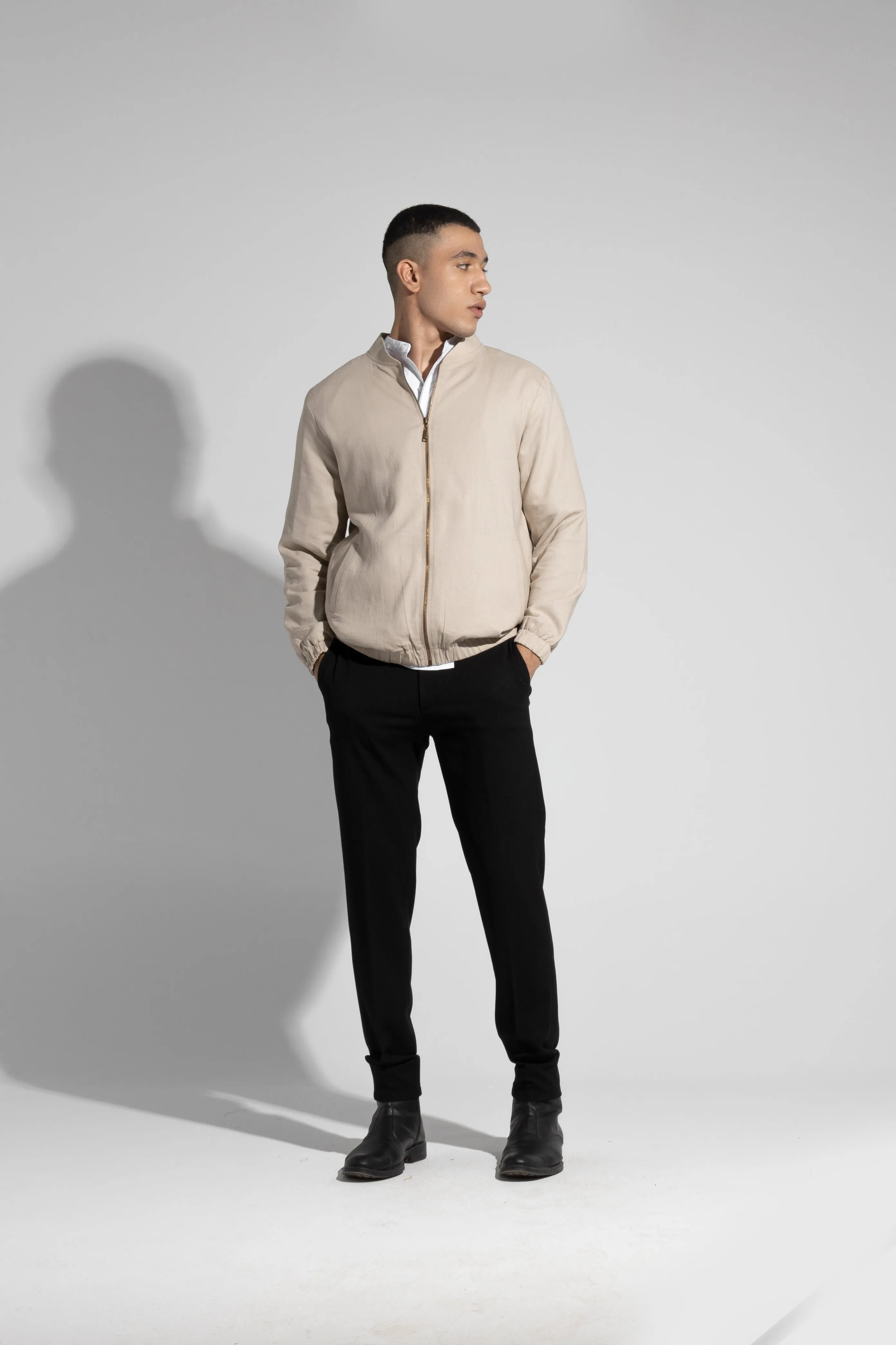 LINEN BOMBER JACKET