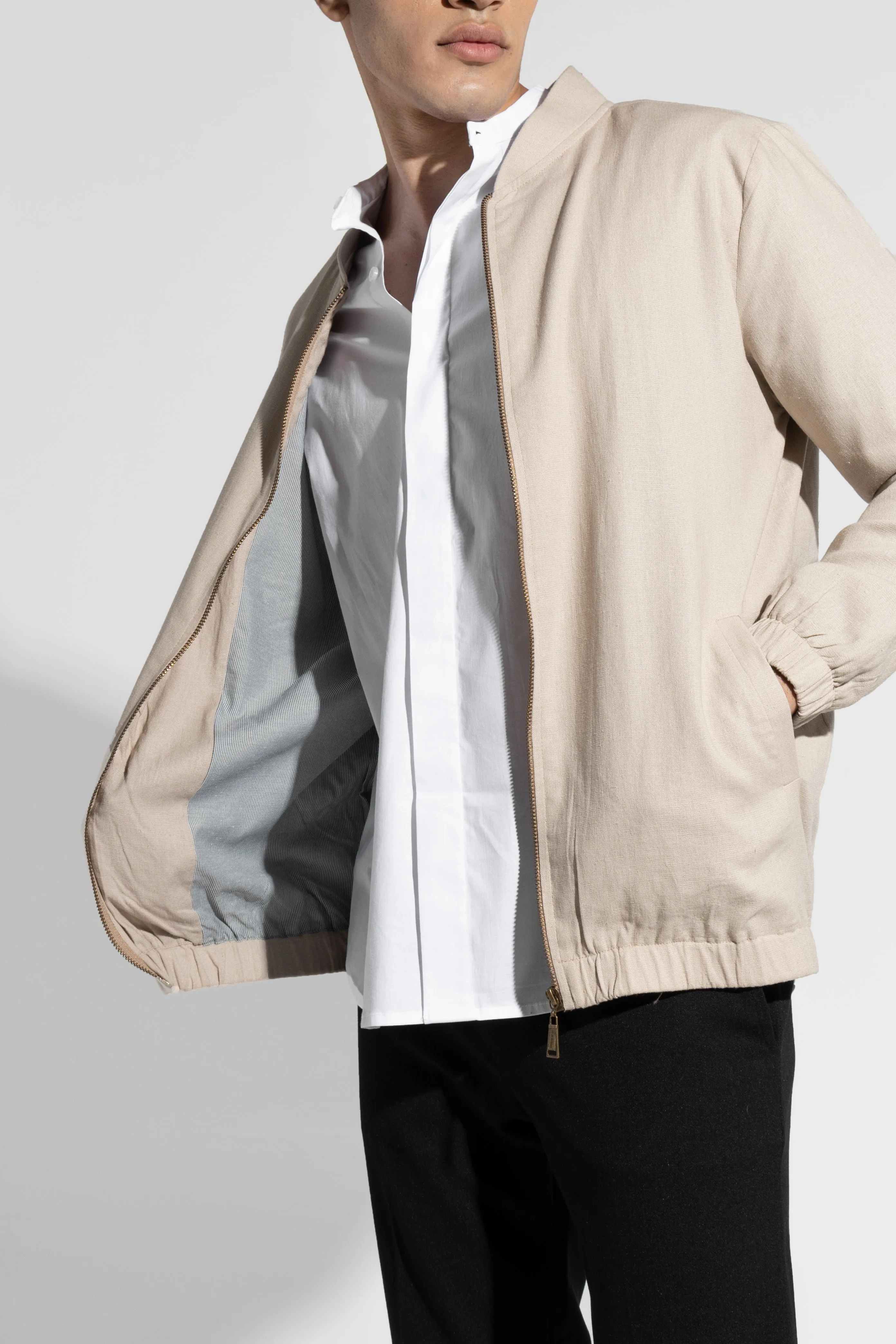LINEN BOMBER JACKET
