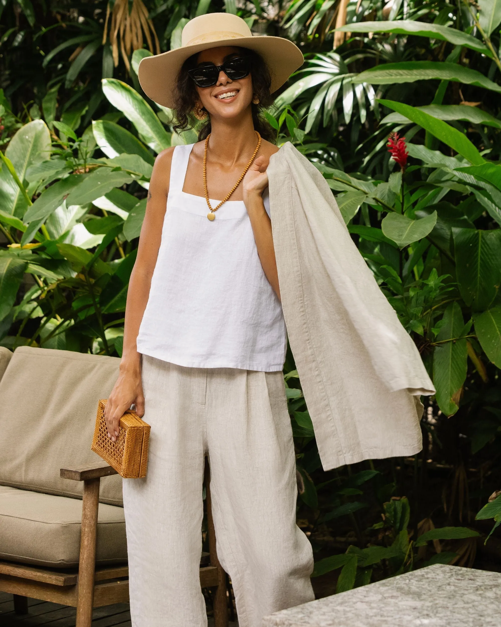 Linen kimono jacket BANOS in Natural melange
