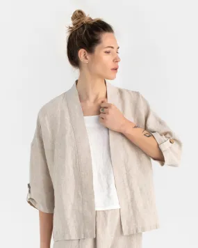 Linen kimono jacket BANOS in Natural melange