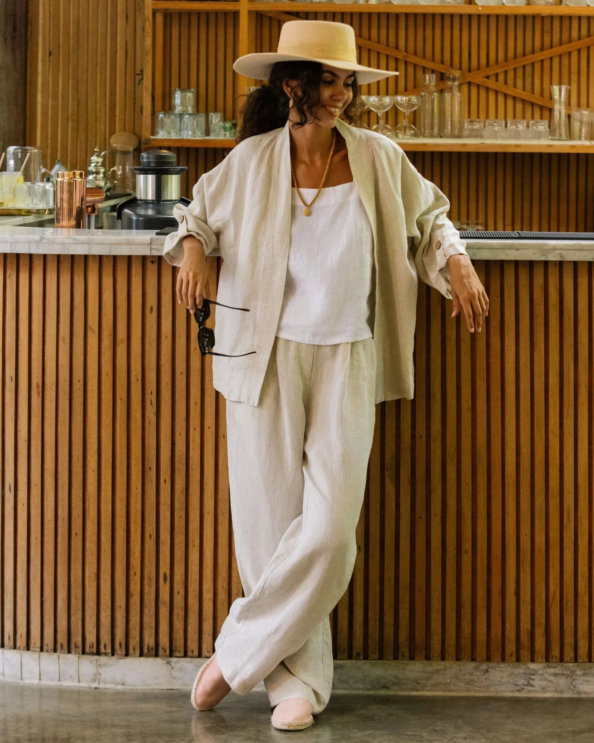 Linen kimono jacket BANOS in Natural melange