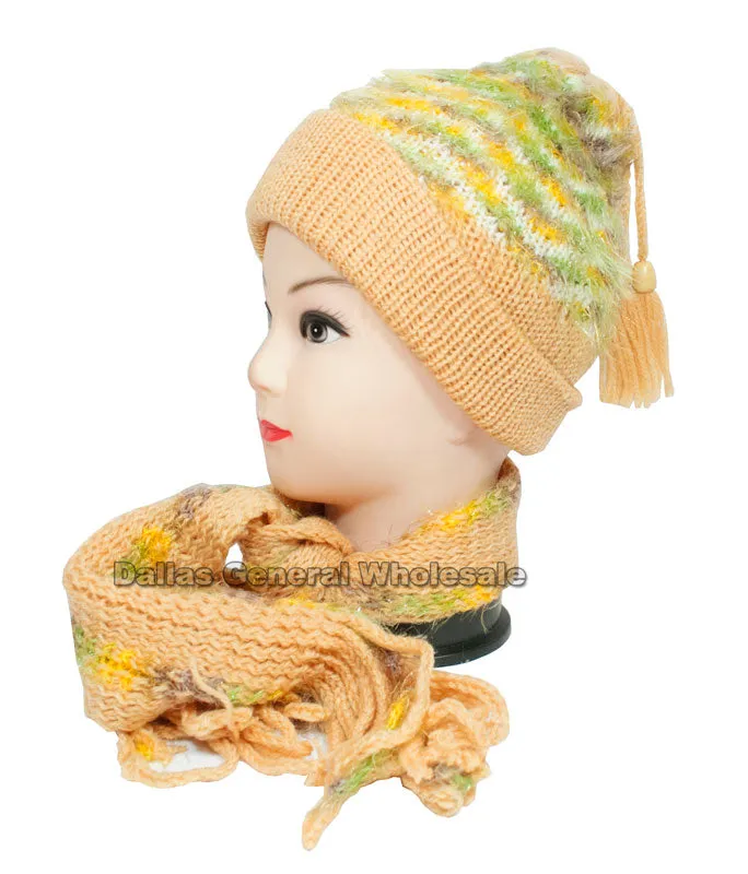 Little Girls Knitted Beanie Hat and Scarf Set Wholesale