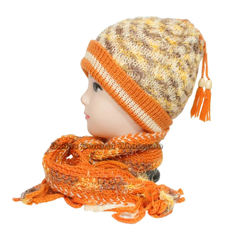 Little Girls Knitted Beanie Hat and Scarf Set Wholesale