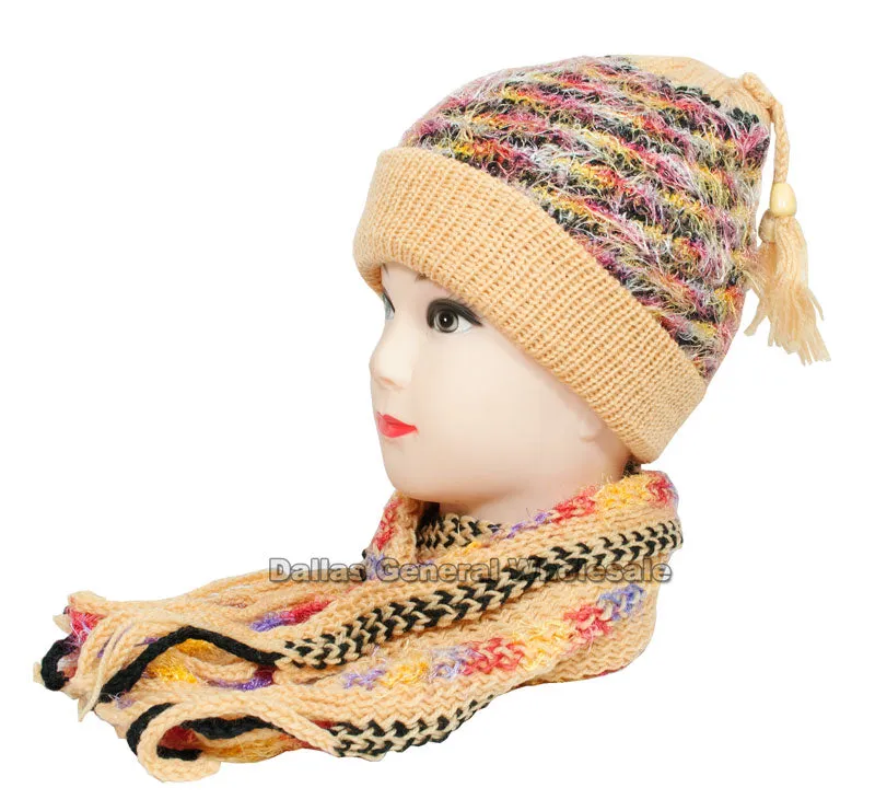 Little Girls Knitted Beanie Hat and Scarf Set Wholesale