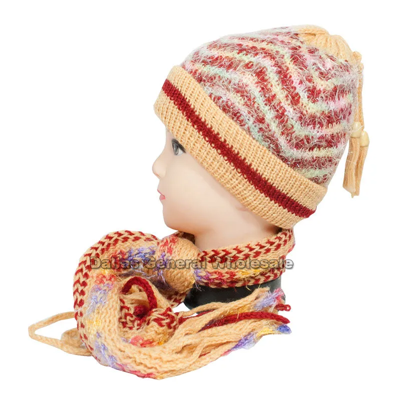 Little Girls Knitted Beanie Hat and Scarf Set Wholesale
